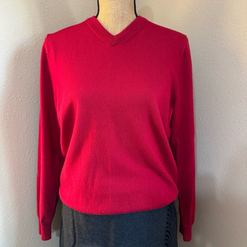 Harrison Davis 100% Extra Fine Merino Wool pullover V-neck sweater Size Large